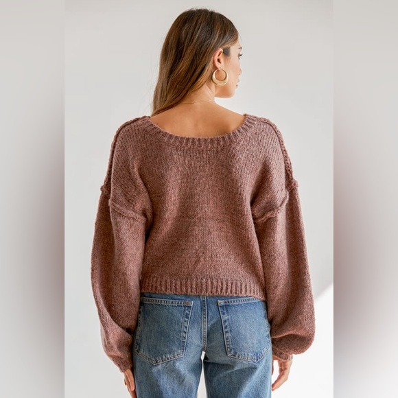 Lulu’s Always Together Mauve Purple Balloon Sleeve Sweater - Picture 3 of 5